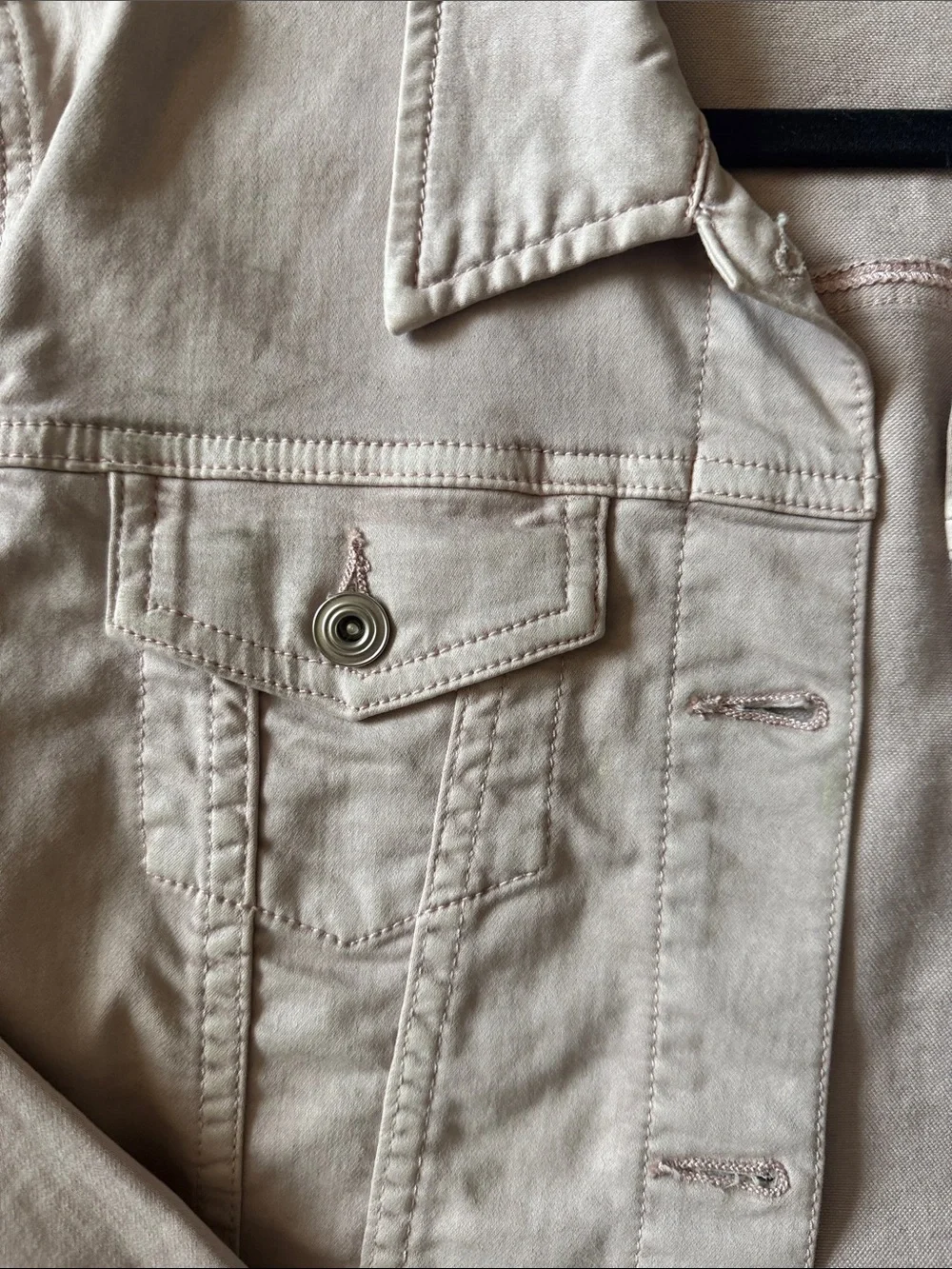 Tribal Light Beige Jean Jacket - Button-Front
